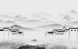 高清 高档灰山水画 TiF分层