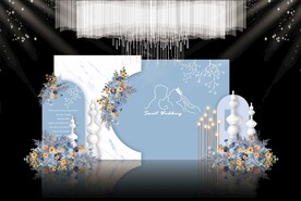 蓝色简约婚礼背景