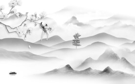 客厅 灰色山水背景 TIf分层