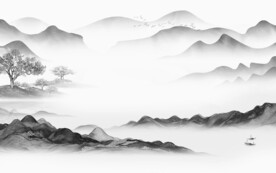 极简 灰色山水背景 TIf分层