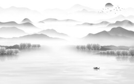 清晰 简约灰色山水 TiF分层