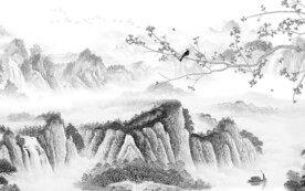 淡雅 简约灰色山水 TiF分层