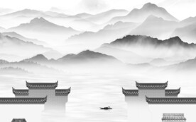 简约 新品灰色山水 TiF分层