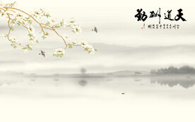 新中式工笔花鸟画电视背景墙