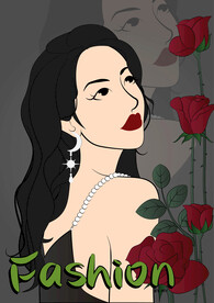 时尚人物插画之玫瑰花