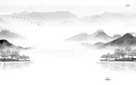 极简 奢雅灰色山水 TiF分层