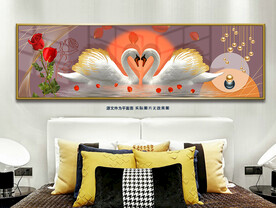 现代简约天鹅湖床头装饰画