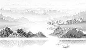 极简 灰色中式山水 TiF分层