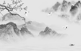 新品 灰色中式山水 TiF分层