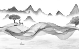 极简 中式灰色山水 TIF分层