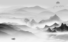新款 中式灰色山水 TIF分层