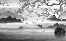 最新 中式灰色山水 TIF分层