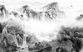 简约 中式灰色山水 TIF分层