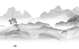 意境 灰色客厅山水 TIF分层