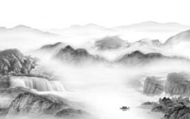 高端 灰色客厅山水 TIF分层