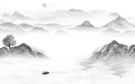 人气 简奢灰色山水 tiF分层