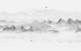 中式意境山水画背景墙画