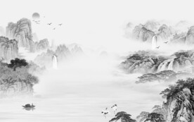 别墅 清晰灰色山水 TiF分层