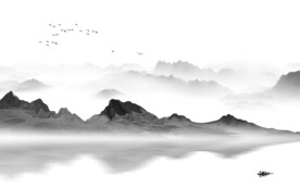 素雅 清晰灰色山水 TiF分层