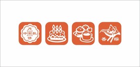 月饼蛋糕咖啡甜品粽子矢量图标