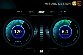 科技感汽车车载导航系统仪表盘