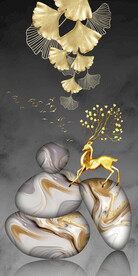 新中式轻奢转运石麋鹿玄关