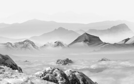 高端 清晰灰色山水 Tif分层