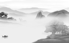 人气 灰色意境山水 TiF分层