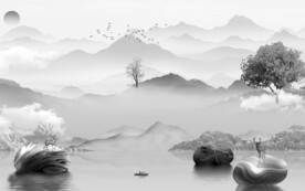 别墅 简约灰色山水 TiF分层