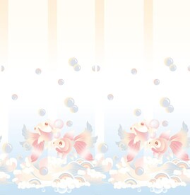 汉服蓝色金鱼气泡