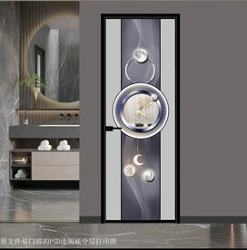 高清分层透明底平开门打印图