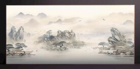 山水画装饰画无框画
