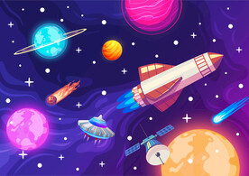 梦幻外太空火箭宇宙星球银河背景