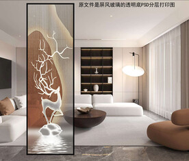 高清分层透明底屏风玻璃打印图