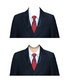 女红领带西装psd