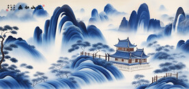 青花瓷山水画