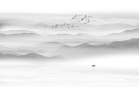 新中式意境水墨山水背景墙