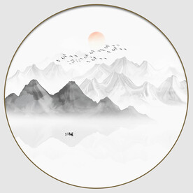 圆形抽象山水画