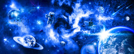 蓝色宇宙星球外太空星云银河背景