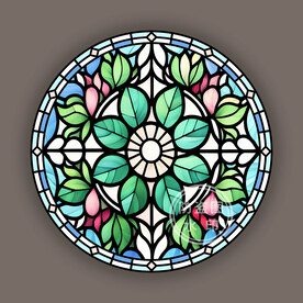 圆形灯具教堂蒂凡尼彩绘玻璃图案