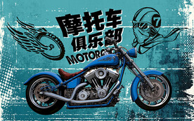 摩托车俱乐部壁画背景墙装饰画