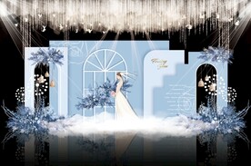 蓝色简约婚礼背景