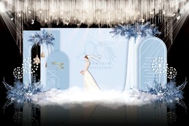 蓝色简约婚礼背景