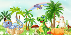 卡通恐龙背景墙