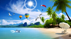 蓝天白云沙滩大海