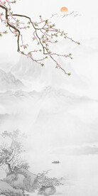 复式楼花鸟画玄关图壁画