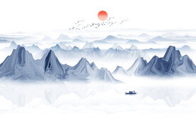 抽象水墨山水画背景墙