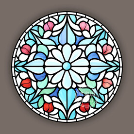 教堂蒂凡尼圆形吊顶灯具玻璃图案