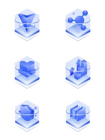 蓝色科技感3D立体智慧智能图标