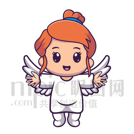 可爱卡通天使小女孩